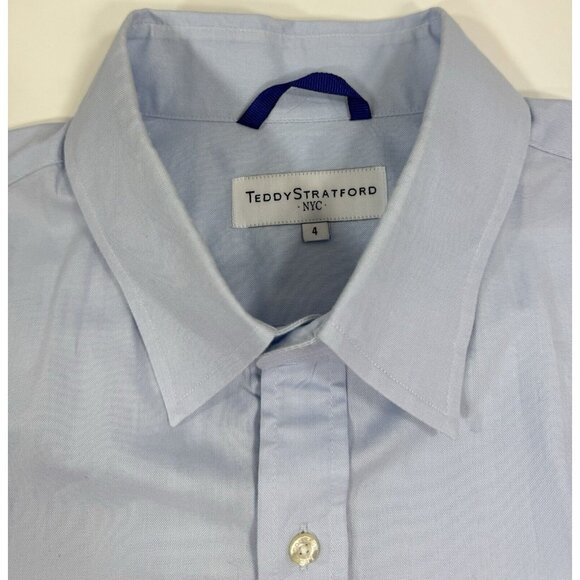 Teddy Stratford NYC Dress Shirt Mens Size 4 XL Light Blue Zip Button Up - Picture 3 of 16